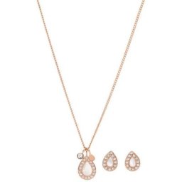 Fossil Ohrring und Ketten Set Tropfen, Stevie, JF04029791 (Set, 3-tlg), mit Perlmutt und Glassteinen