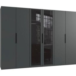 Fresh To Go Drehtürenschrank Alicante Glas mit Wabenoptik im Siebdruck
