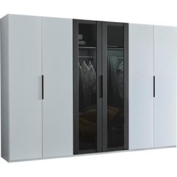 Fresh To Go Drehtürenschrank Alicante Glas mit Wabenoptik im Siebdruck