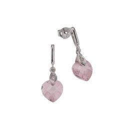 Zeeme Paar Ohrhänger 925/- Sterling Silber Zirkonia Herz pink