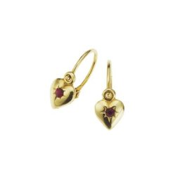 Zeeme Paar Ohrhänger 333/- Gelbgold Zirkonia rot