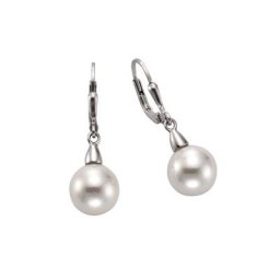 Zeeme Paar Ohrhänger 925/- Sterling Silber Perle weiß
