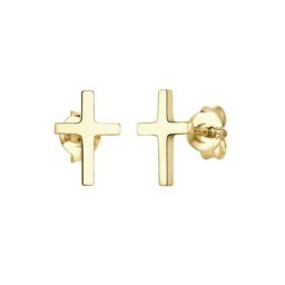 Elli PREMIUM Elli PREMIUM Ohrringe Stecker Kreuz Taufe Kommunion Basic 375 Gelbgold Damen