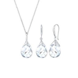 Elli Elli Schmuckset Tropfen Bergkristall Klassik 925 Sterling Silber Schmuck-Set Damen
