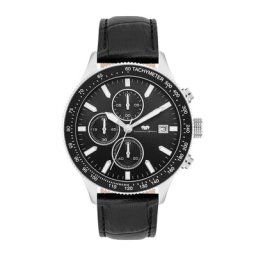 Rhodenwald & Söhne Chronograph Karthago II in Silber Echtleder in Schwarz Herrenuhren Herren