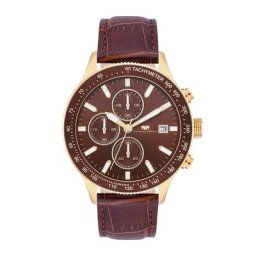 Rhodenwald & Söhne Chronograph Karthago II in Gelbgold Echtleder in Braun Herrenuhren Herren