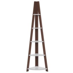 Bücherregal Dunkler Holzfarbton Weiß MDF Platte 169 x 48 x 31 cm Modern Minimalistisch Trendy Viel Stauraum Wohnzimmer