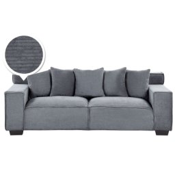 Sofa Dunkelgrau Cord 3-Sitzer Skandinavisch 5 Zierkissen Wohnzimmer Gästezimmer