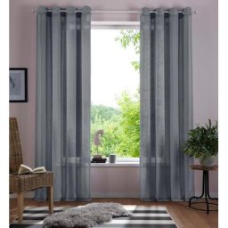 Gardine Mara, Home affaire, Ösen (1 St), transparent, transparent, Leinen Optik, monochrom, basic