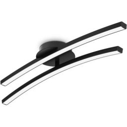 B.K.Licht LED Deckenleuchte BK_DL1412 LED-Deckenlampe, Schwenkbar, 3000K warmweißes Licht, Schwarz, LED fest integriert, Warmweiß, 2-flammig, geschwungenes Design, 12W, 960 Lumen