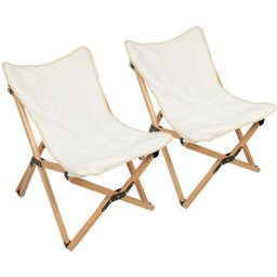 Haloyo - 2er Set Campingstuhl Klappstuhl Holz Stoff Gartenstuhl Strand 53*58*81cm