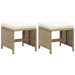 Gartenhocker 2 Stk. mit Sitzkissen Poly Rattan Beige Vidaxl Beige