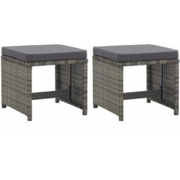 Gartenhocker 2 Stk. mit Sitzkissen Poly Rattan Anthrazit Vidaxl Anthrazit