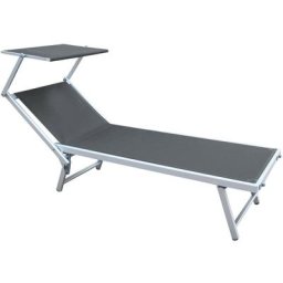 Rebecca Mobili Sonnenliege Graue Aluminium mit Verstellbarem Sonnendach für Garten und Strand