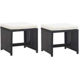 Gartenhocker 2 Stk. mit Sitzkissen Poly Rattan Schwarz vidaXL - Schwarz