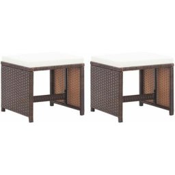 Gartenhocker 2 Stk. mit Sitzkissen Poly Rattan Braun Vidaxl Braun