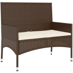 Vidaxl - Gartenbank 2-Sitzer mit Kissen Braun Poly Rattan Braun