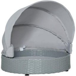 Rattan Hundehütte mit Kissen Hundehaus Haustierbett Hundebett Hundematratze Hundekorb Hundesofa