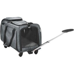 3-in-1 Haustiertrolley, Haustiertransporttasche, Haustier-Autositz, Teleskopstange, 2 Taschen, Grau