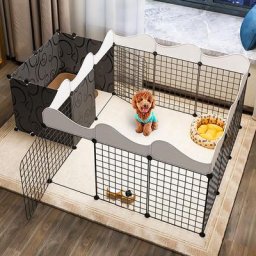 Faltbares Tiergehege für Hunde- und Katzenpark, 2 Fächer, 165 x111x47cm - Schwarz - Schwarz