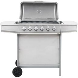 Gasgrill mit 6 Brennern Edelstahl Silbern Vidaxl Silber