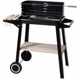 BBQ Holzkohlegrill auf Rädern - 54x34x6,5 cm - Edelstahl - Schwarz
