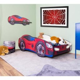 Autobett pkw spider car mit Wandregal 140 x 70 cm - Rot
