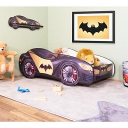 Autobett pkw bat car mit Wandregal 140 x 70 cm - Schwarz