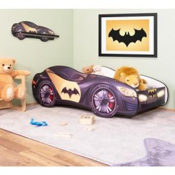 Autobett pkw bat car mit Wandregal und led 160 x 80 cm - Schwarz
