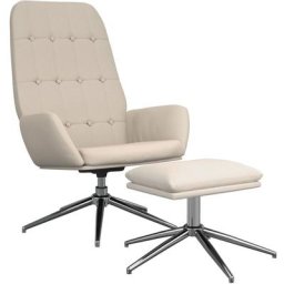 Relaxsessel mit Hocker Creme Mikrofasergewebe vidaXL - Creme