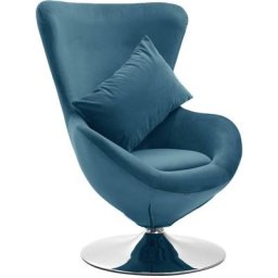 Drehstuhl in Ei-Form mit Kissen Blau Samt Vidaxl Blau