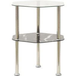 Vidaxl - Beistelltisch mit 2 Ablagen Transparent 38x38x50 cm Hartglas Grau
