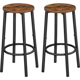 Barhocker 2er-Set, Barstuhl für die Küche mit Fußstütze，Industrieller Barstuhl, stabiles