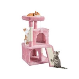 Kratzbaum Stabiler Katzenbaum 91 cm Katzenkratzbaum, mit 2 Häuschen Sisal Kuschelige und Spielball,