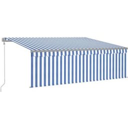 Gelenkarmmarkise Automatisch mit Jalousie 4,5x3 m Blau und Weiß Vidaxl Blau