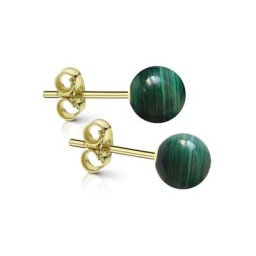 Firetti Paar Ohrstecker Kugel, Made in Germany - mit Malachit, Onyx oder Rosenquarz