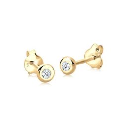 Elli DIAMONDS Paar Ohrstecker Basic Elegant Klassisch Diamant 585 Gelbgold