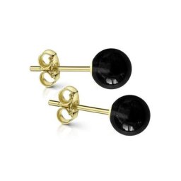 Firetti Paar Ohrstecker Kugel, Made in Germany - mit Malachit, Onyx oder Rosenquarz