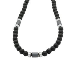 Firetti Collier mit Rondellen in Glanzoptik, massiv, mit Onyx und Hämatit, Made in Germany