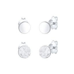 Elli Elli Kolczyki Damskie kolczyki sztyfty zestaw 2 częściowy matowy, błyszczący, okrągły, klasyczny w srebrze próby 925 Sterling Silver Ohrringe Damen