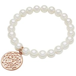 Lulu & Jane Perlen-Armband Karma Metall-Legierung Muschelkernperle in Roségold Armbänder & Armreife Damen