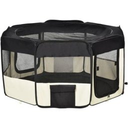 Welpenauslauf Freilaufgehege Tierlaufstall Laufstall Welpenzaun 600D Oxford Ø120 x H58 cm - Schwarz