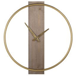 Wanduhr Hellbraun ø 47 cm Tannenholz Metall Rund im Modern Look für Wohnzimmer für Küche