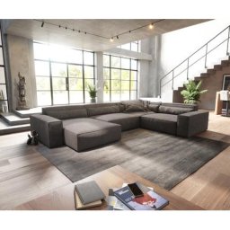DELIFE Wohnlandschaft Sirpio XL 360x260 cm Mikrofaser Khakibraun Recamiere variabel, Wohnlandschaften