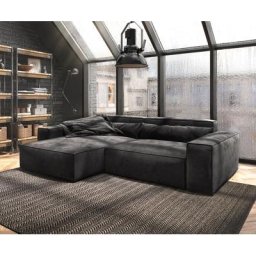 DELIFE Ecksofa Sirpio XL 270x170 cm Mikrofaser Schwarz Recamiere variabel, Big Sofas