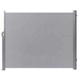 Seitenmarkise Hellgrau Aluminium 160x300 cm ausziehbar mit Standfuß wasserabweisender UV-beständiger Stoff Outdoor Garten Terrasse