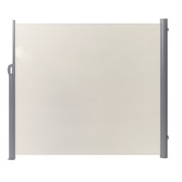 Seitenmarkise Beige Aluminium 180x300 cm ausziehbar mit Standfuß wasserabweisender UV-beständiger Stoff Outdoor Garten Terrasse