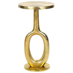 Beistelltisch Gold Aluminium Rund 29 cm Anik-Optik mit Säulenfuß Retro Industriell Einbeinig Wohnzimmer Ausstattung Möbel Blumenständer