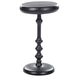 Beistelltisch Schwarz Aluminium Rund 30 cm Antik-Optik mit Säulenfuß Gedrechselte Optik Modern Einbeinig Wohnzimmer Ausstattung Möbel