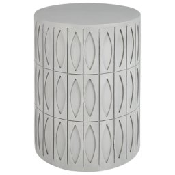 Beistelltisch Hellgrau MDF-Platte ⌀ 45 cm Säulenform Rund Geometrisches Muster Rustikal Modern Wohnzimmer Diele Flur Schlafzimmer Esszimmer